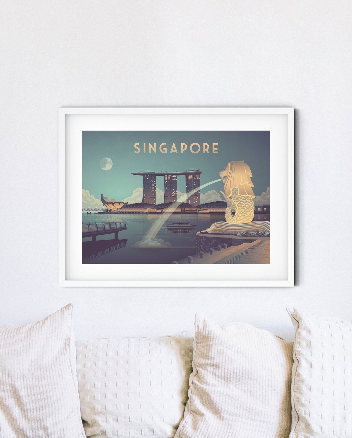 Singapore Travel Poster, Vintage Skyline Travel Poster - Image 4