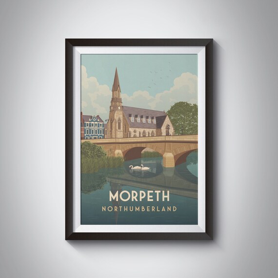 Morpeth Travel Poster, Northumberland Rail Route Print