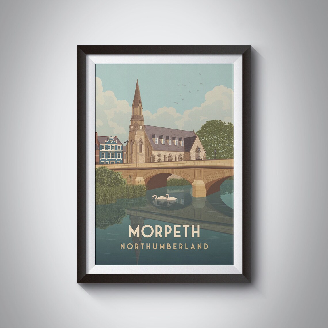 Morpeth Travel Poster, Northumberland Rail Route Print