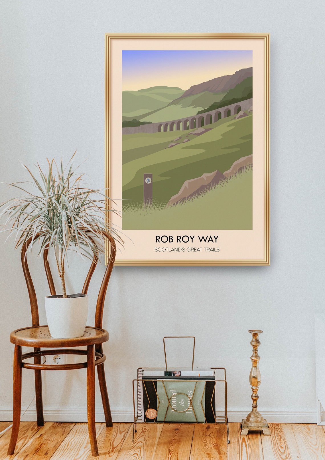 Rob Roy Way Stone Viaduct Over Green Hills Scotland Travel Poster - Image 2