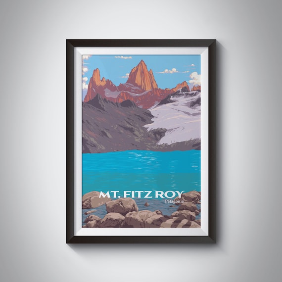 Mount Fitz Roy Patagonia Golden Granite Turquoise Lake Poster