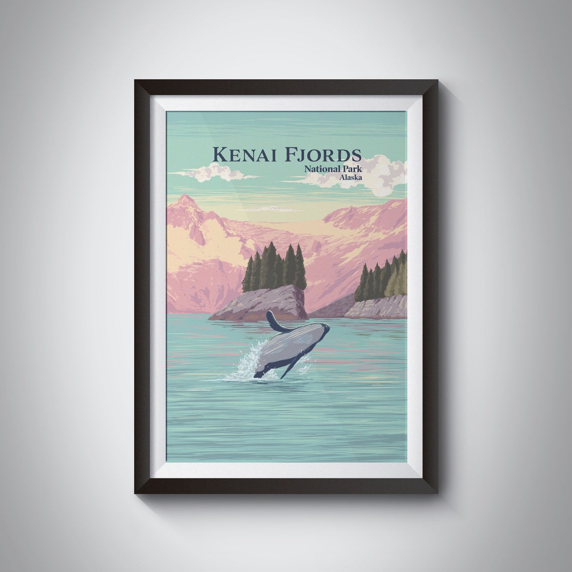 Kenai Fjords National Park Poster Alaska Usa Harding Icefield Glaciers Kenai Peninsula Vintage Travel Prints Retro Art Framed Print