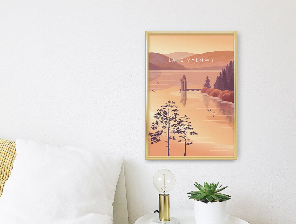 Lake Vyrnwy Vintage Travel Poster, Powys Wales - Image 3