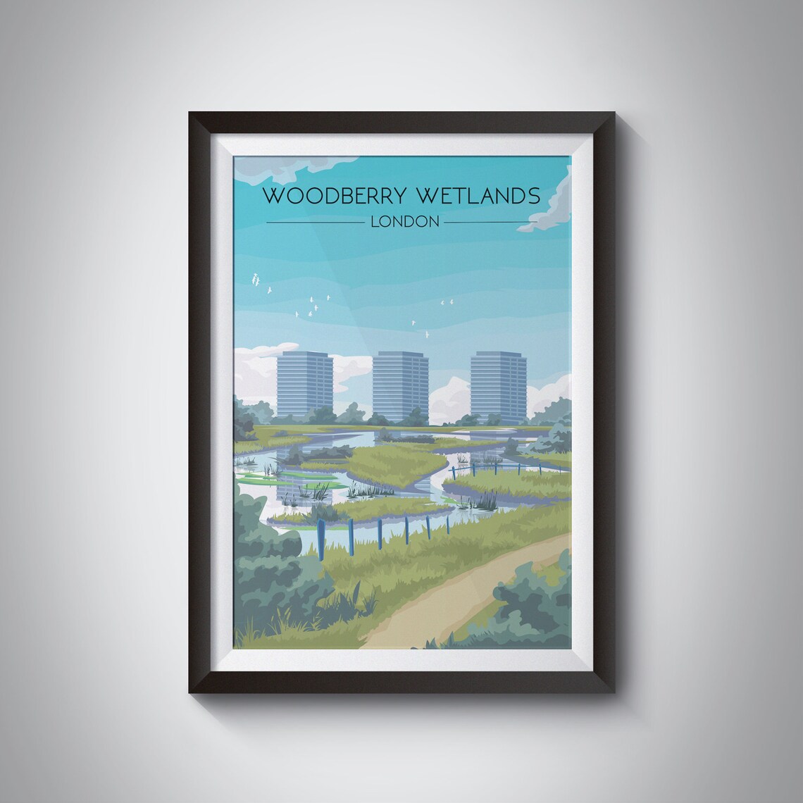Woodberry Wetlands London Vintage Travel Poster Print