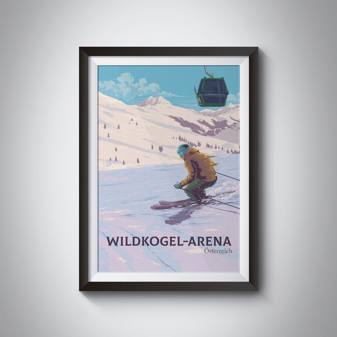 Wildkogel Arena Austria Alpine Ski Resort Vintage Travel Poster