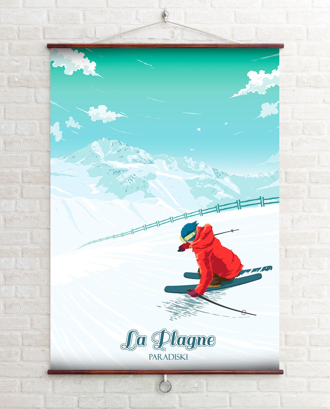 La Plagne Paradiski French Alps Vintage Travel Poster - Image 4