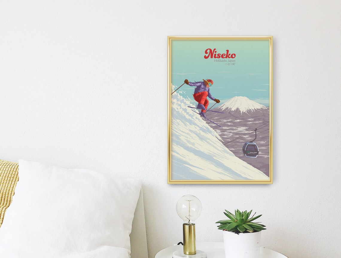 Niseko Japan Vintage Ski Resort Travel Poster - Image 3