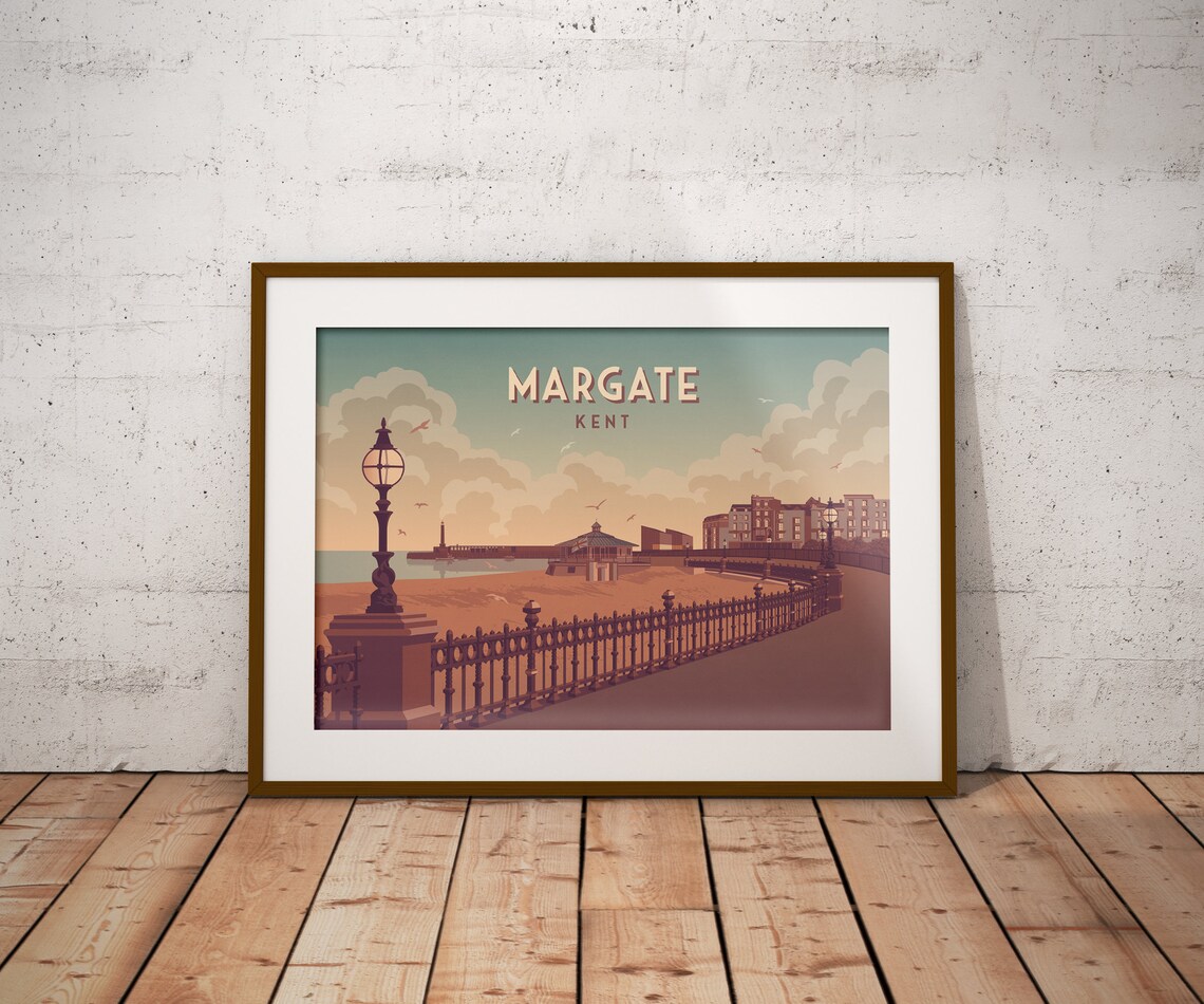 Margate Kent Seaside Promenade Bandstand Retro England Travel Poster - Image 3