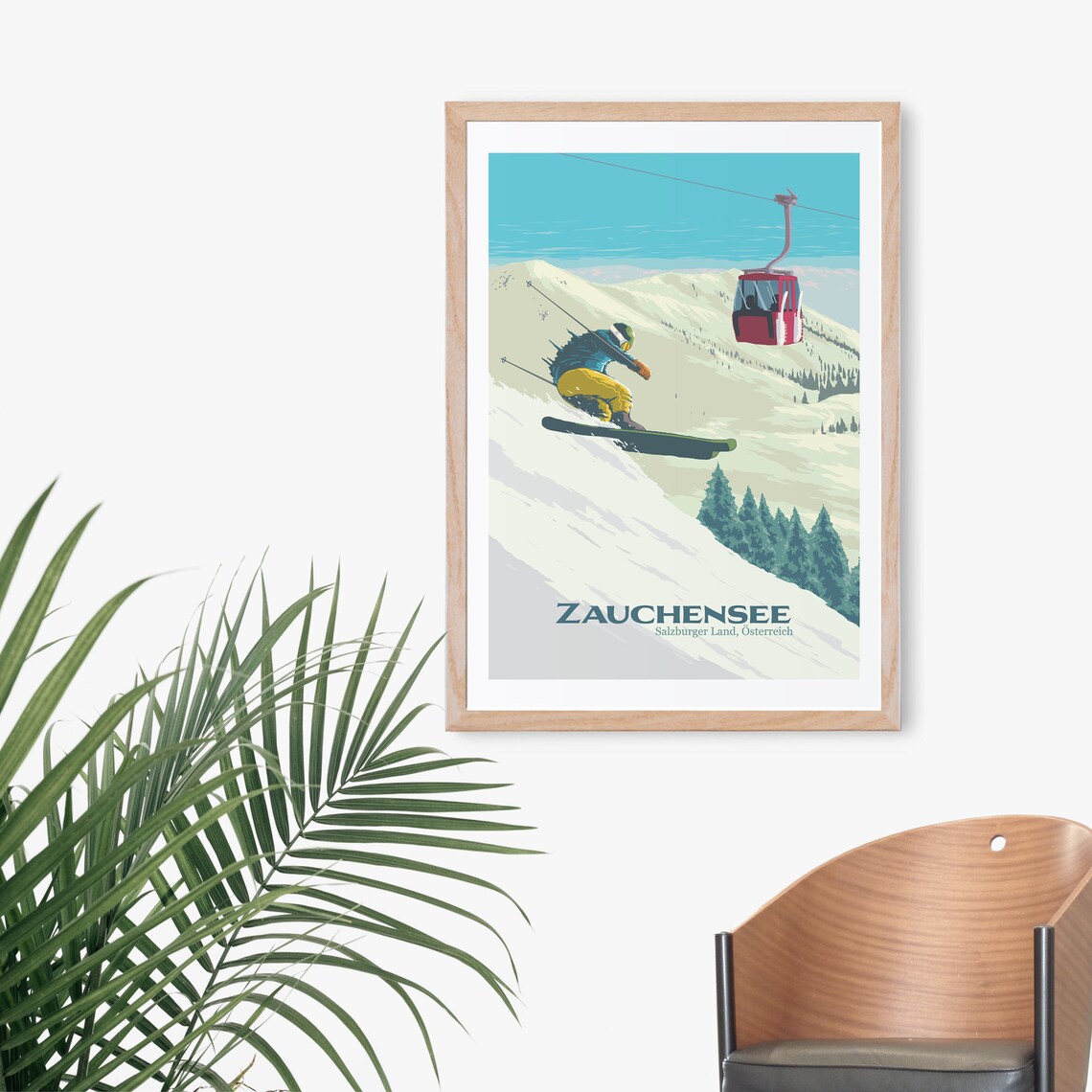 Zauchensee Ski Resort Vintage Travel Poster - Image 3