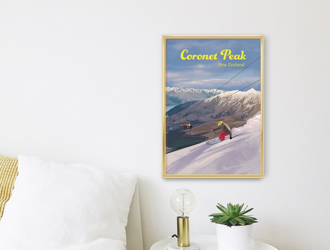 Coronet Peak Queenstown New Zealand Travel Poster - Image 3