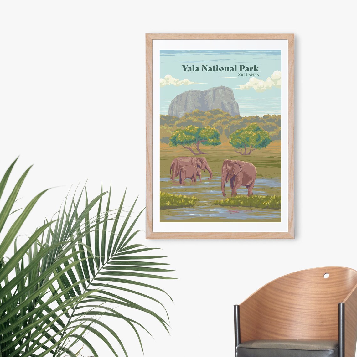 Yala National Park Sri Lanka Elephant Safari Rock Travel Poster - Image 3