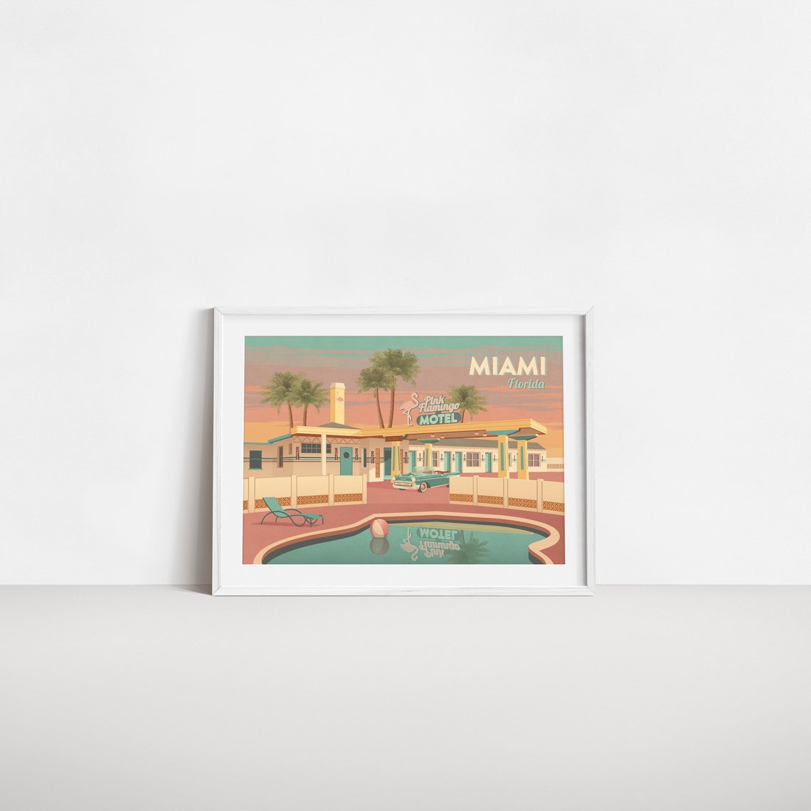 Miami Pink Flamingo Motel Retro Florida Americana Motel Poster - Image 2