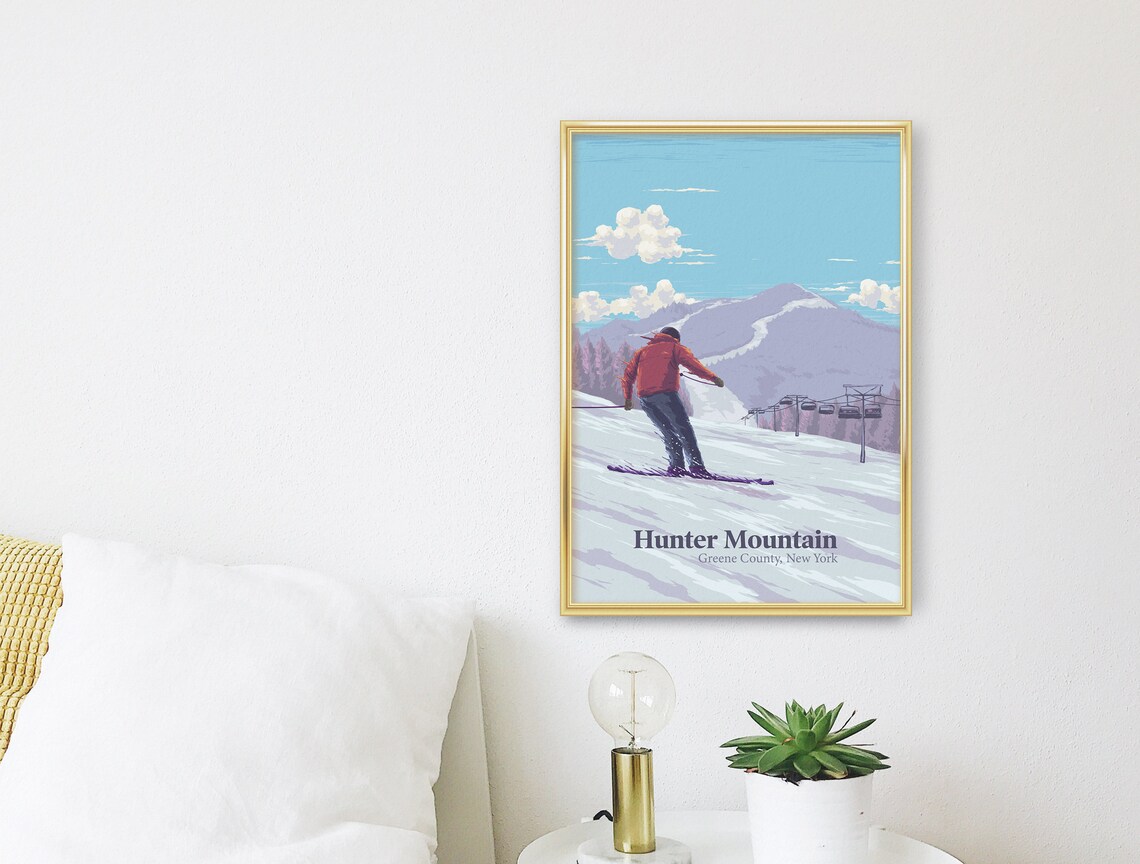 Hunter Mountain Ski Resort Vintage Travel Poster - Image 3