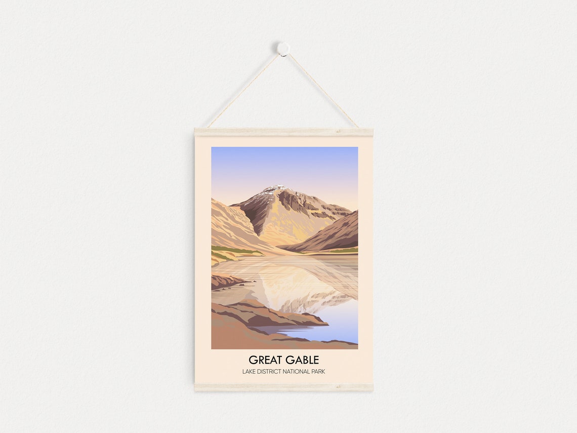 Great Gable Mirror Lake Vintage Lake District Mountain Poster - Image 4
