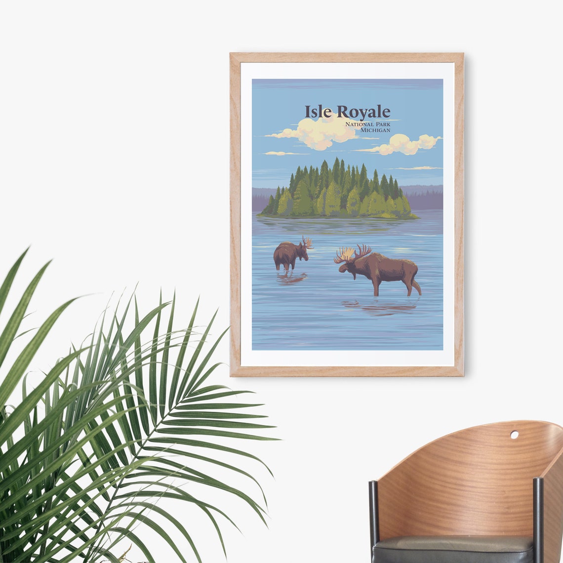 Isle Royale National Park Poster Michigan Usa Travel Print Lake Superior Great Lakes See America Moose Artwork Vintage Wpa Poster Art - Image 3