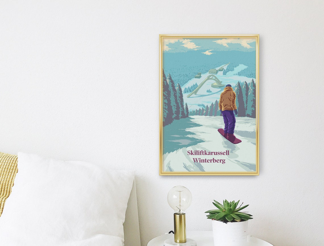Winterberg Germany Snowboarding Poster with Skiliftkarussell Lift View - Image 3
