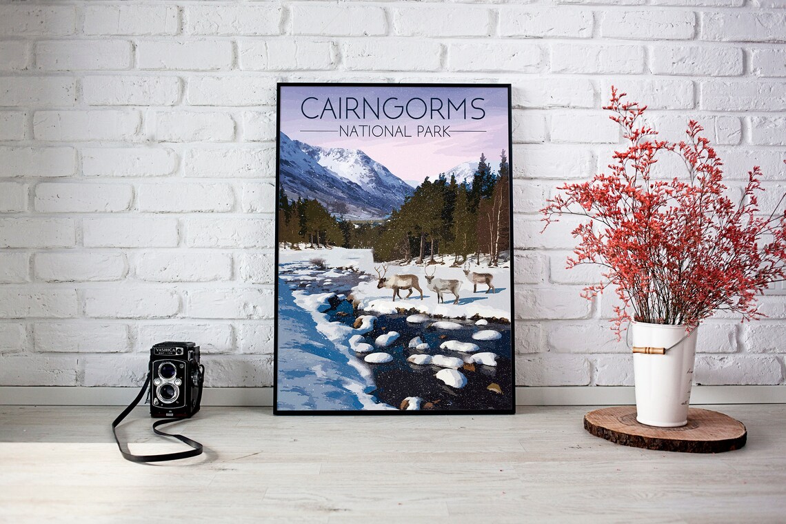 Cairngorms National Park Retro Railway Travel Poster - Image 4