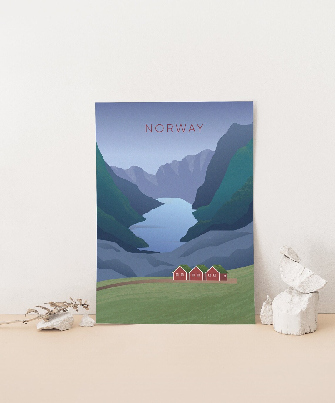 Norway Minimal Travel Poster Simple Travel Print Norwegian Fjords Northern Lights Vintage Art Scandi Wall Art Oslo Bergen Tromso - Image 4