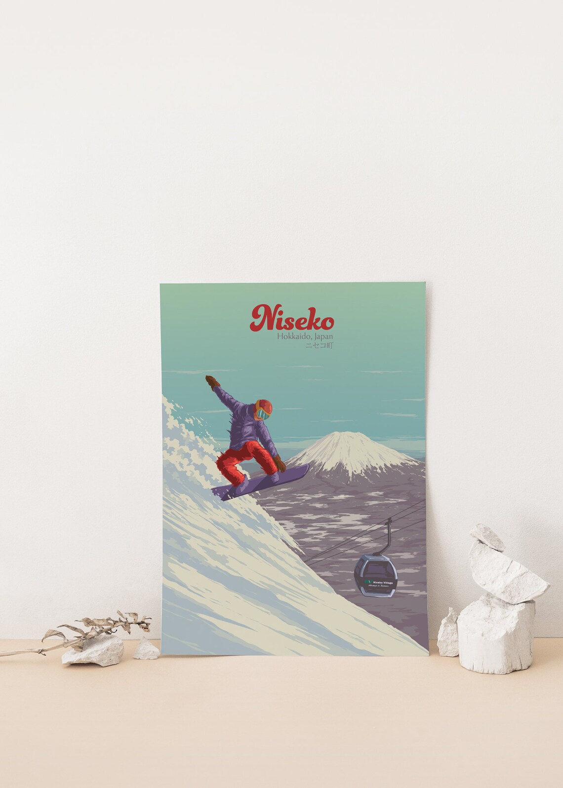Niseko Japan Snowboarding Travel Poster, Hokkaido - Image 4