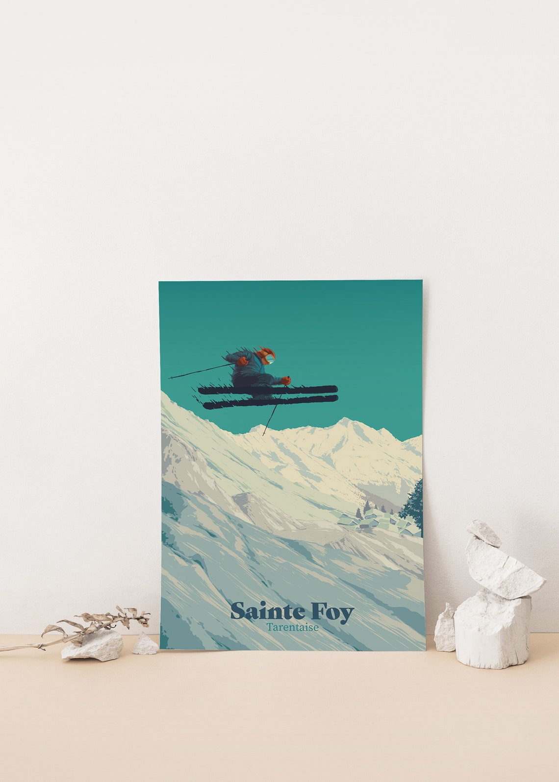 Sainte Foy Tarentaise French Alps Jumping Skier Travel Poster - Image 4