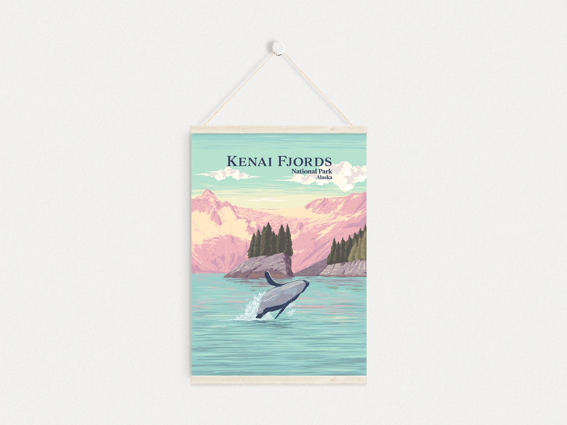 Kenai Fjords National Park Poster Alaska Usa Harding Icefield Glaciers Kenai Peninsula Vintage Travel Prints Retro Art Framed Print - Image 4