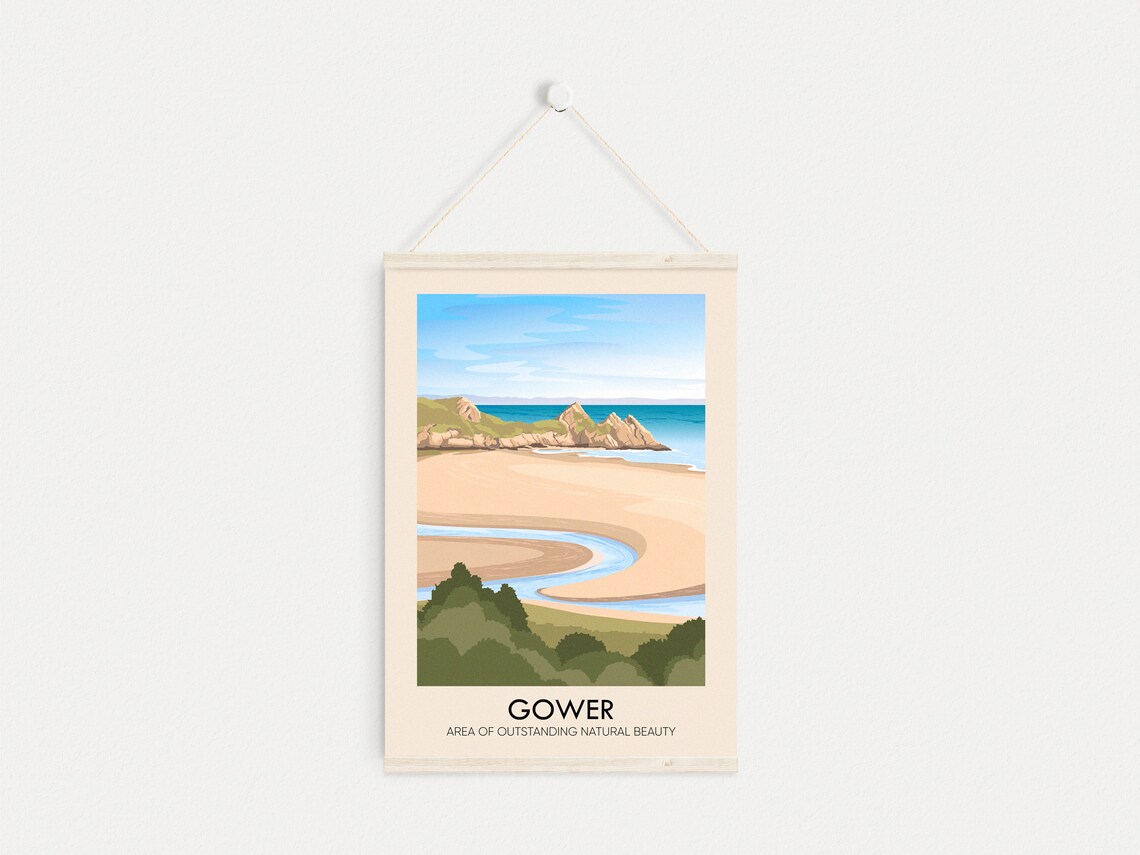 Gower AONB Vintage Travel Poster, Wales Coastline - Image 4