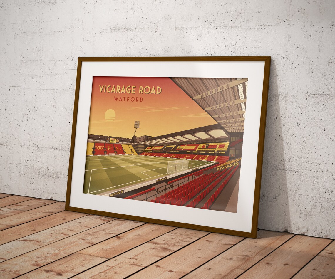 Vicarage Road Stadium Sunset Vintage Watford FC Ground Poster - Image 4