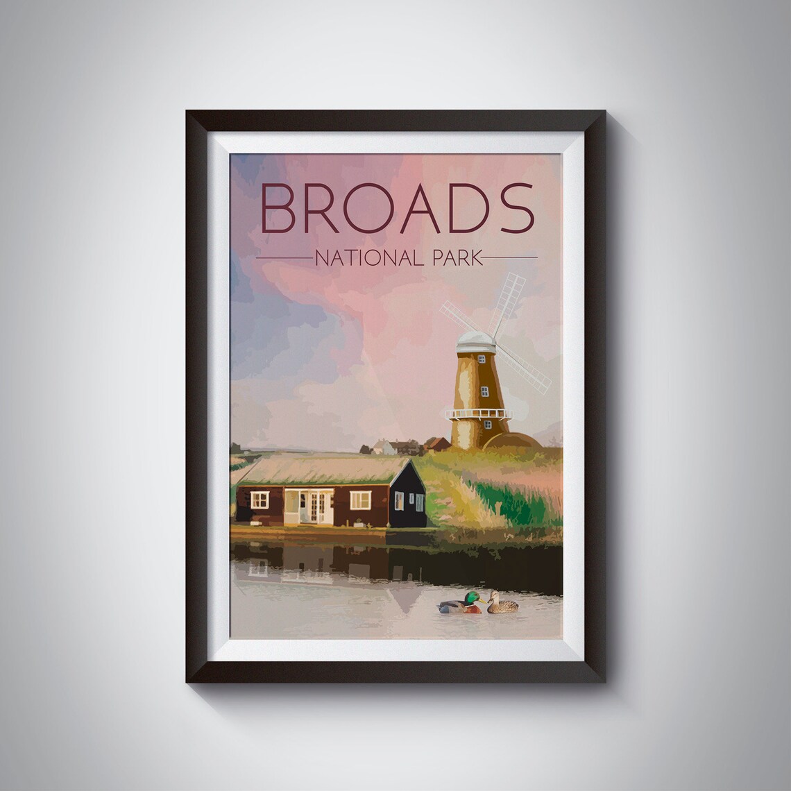 Broads National Park Vintage Travel Poster Print