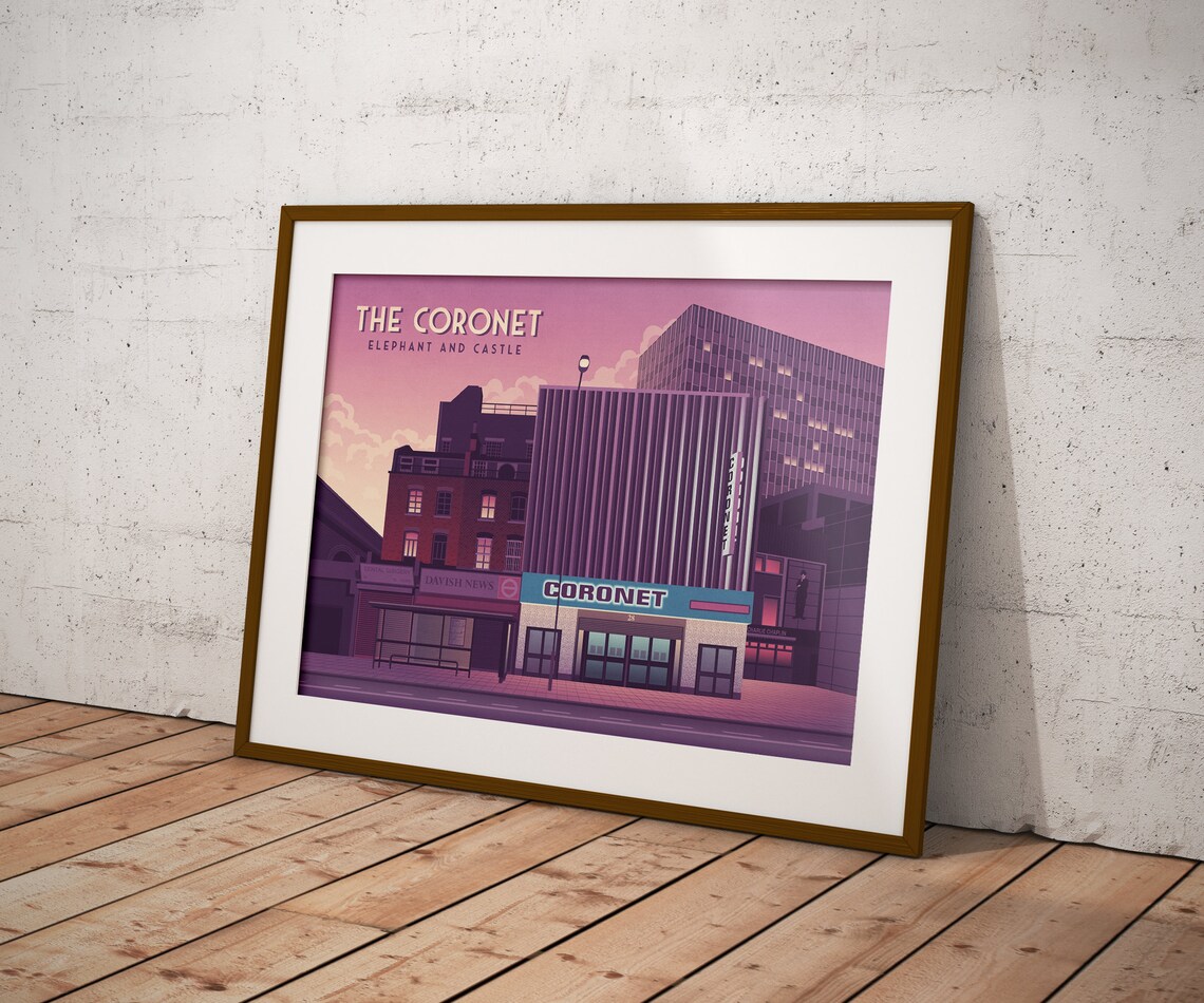 The Coronet Music Venue Poster London Elephant And Castle Art Deco Architecture Nightclub Vintage Travel Poster Cinema Framed Print - Image 3