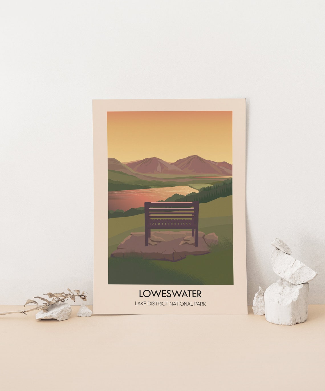 Loweswater Travel Poster Lake District National Park Cumbria Fells Vale Of Lorton Vintage Travel Print Crummock Water Buttermere - Image 4