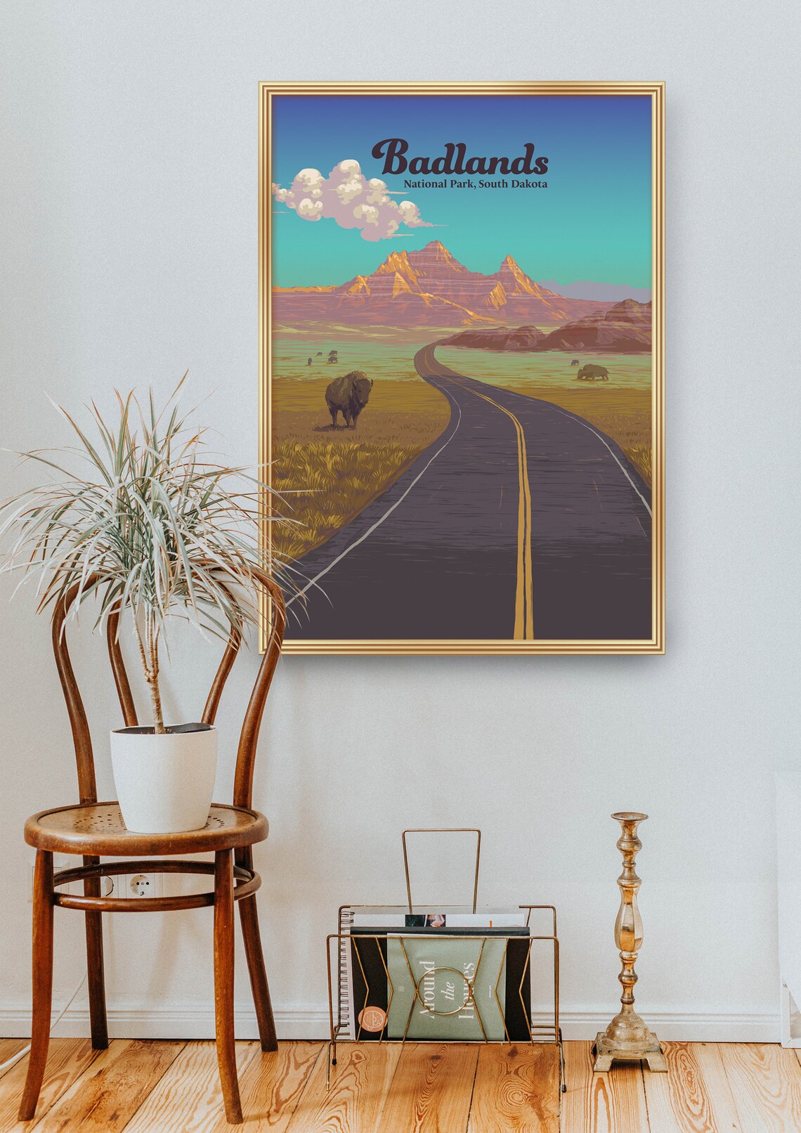 Badlands South Dakota Vintage National Park Road Trip Poster - Image 2