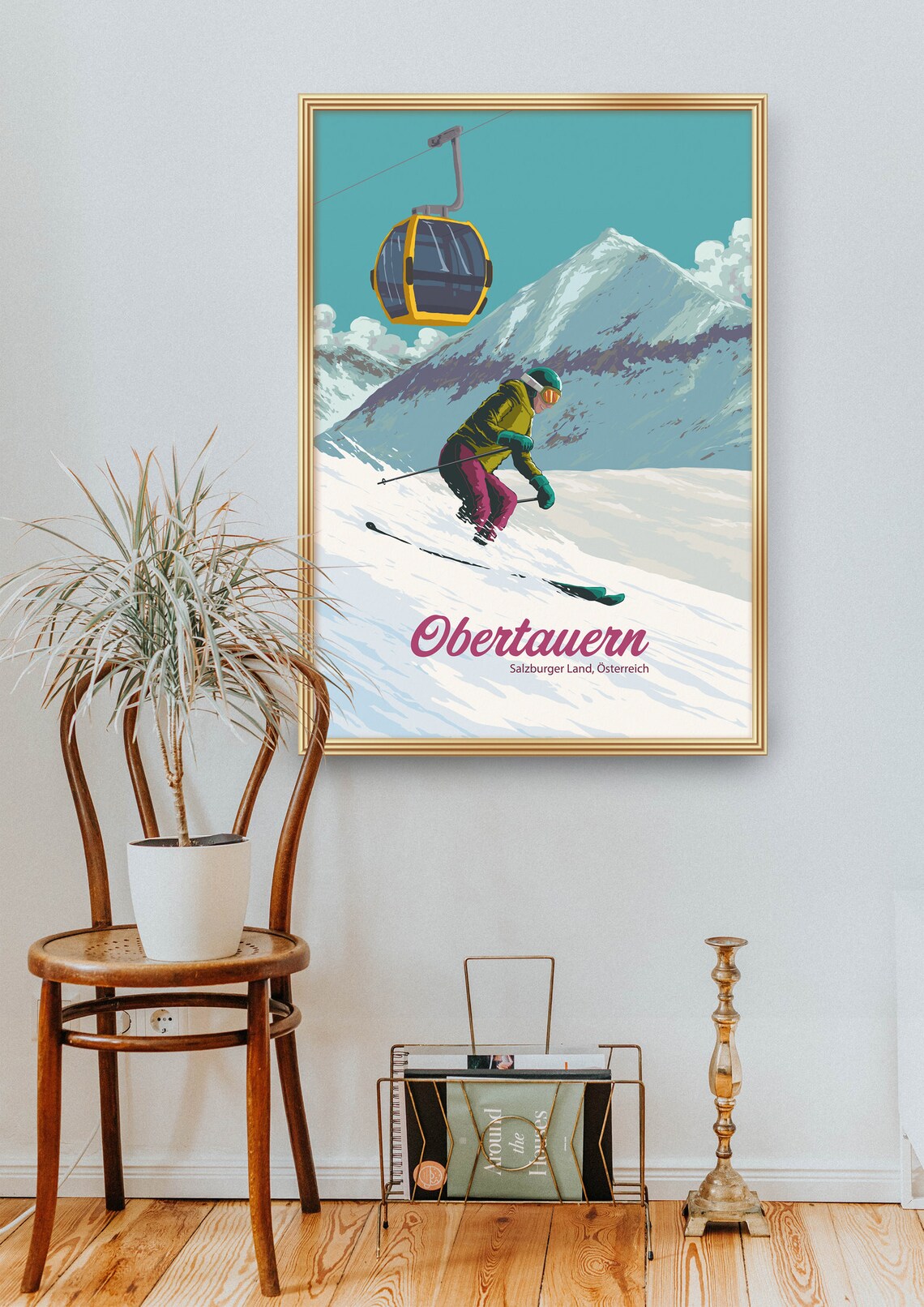 Obertauern Ski Resort Poster Salzburg Austria Sterreich Vintage Travel Print Snowboarding Radstdter Tauern Mountains Retro Ski Art - Image 2