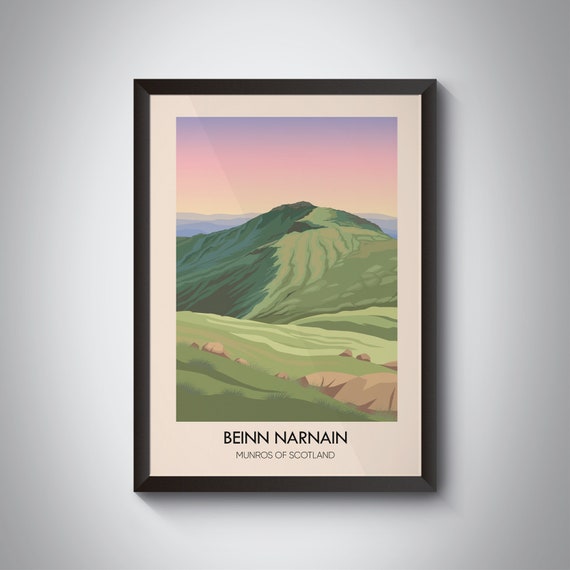Beinn Narnain Sunset Vintage Scottish Munro Mountain Peak Poster