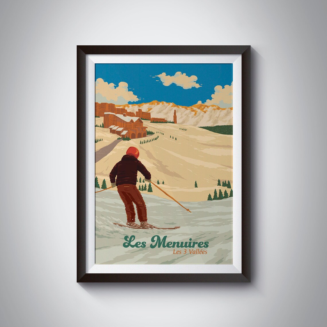 Les Menuires Ski Resort Travel Poster, French Alps