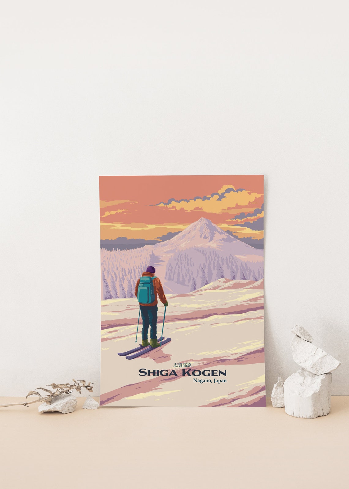 Shiga Kogen Ski Resort Poster Japan Travel Poster Ski Resort Print Vintage Ski Poster Snowboarding National Park Poster Nagana Art - Image 4