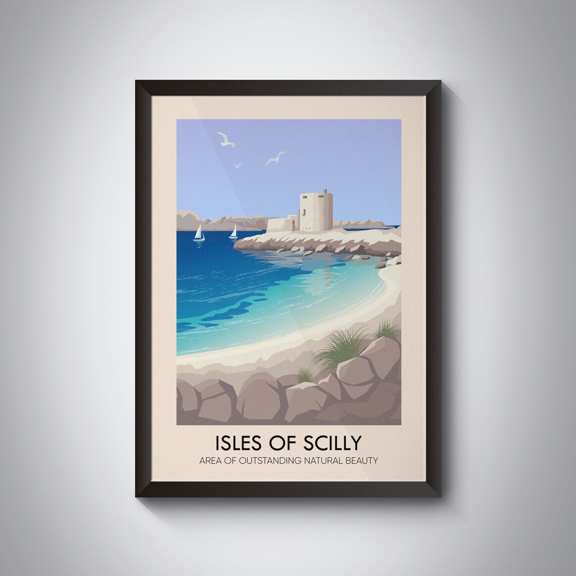 Isles Of Scilly Vintage Travel Poster, Cornwall Coast