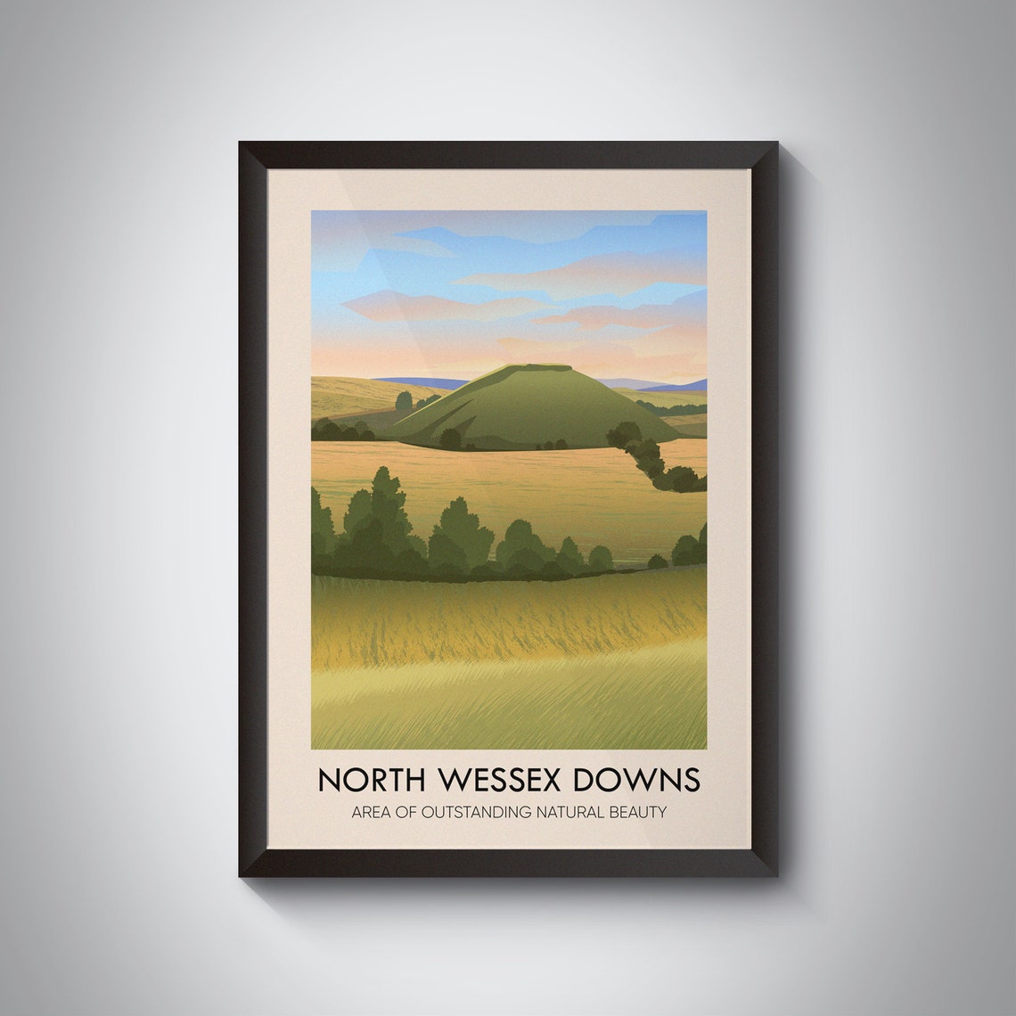 North Wessex Downs Aonb Poster Silbury Hill Uffington Horse White Horse Hill Vale Of Pewsey Avebury Stone Circle Vintage Travel Poster