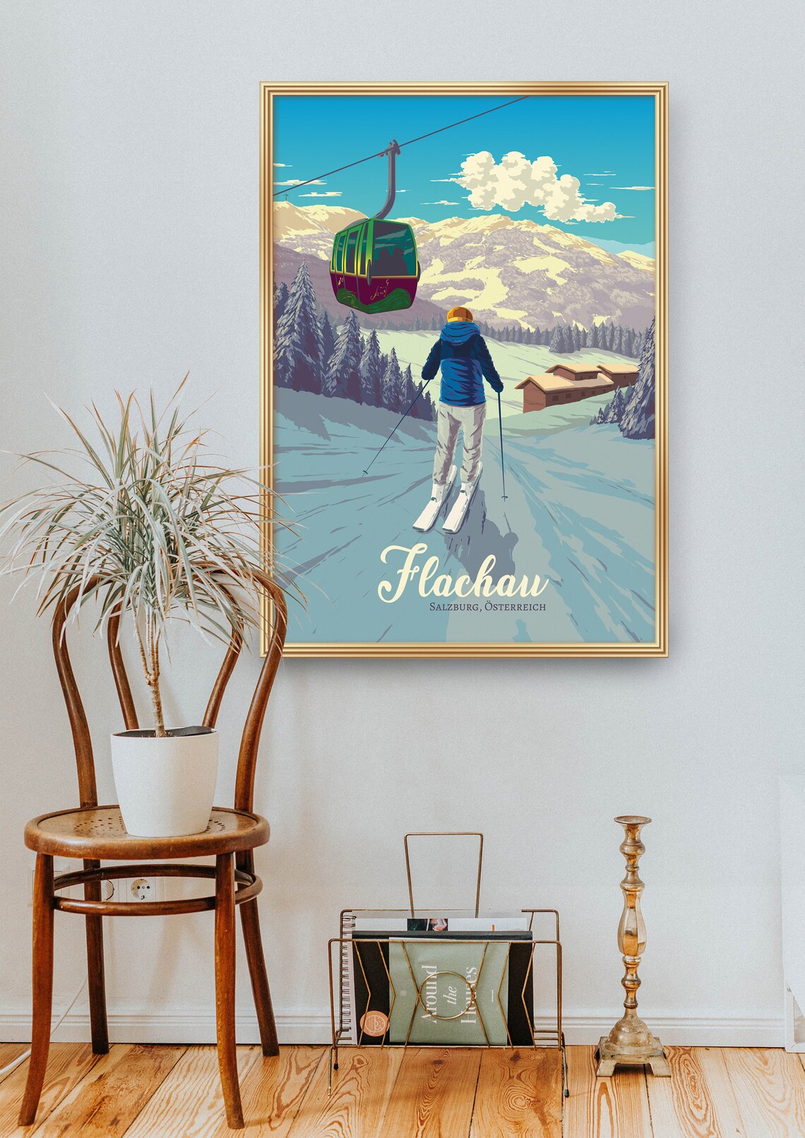 Flachau Ski Resort Vintage Travel Poster, Salzburg Austria - Image 2
