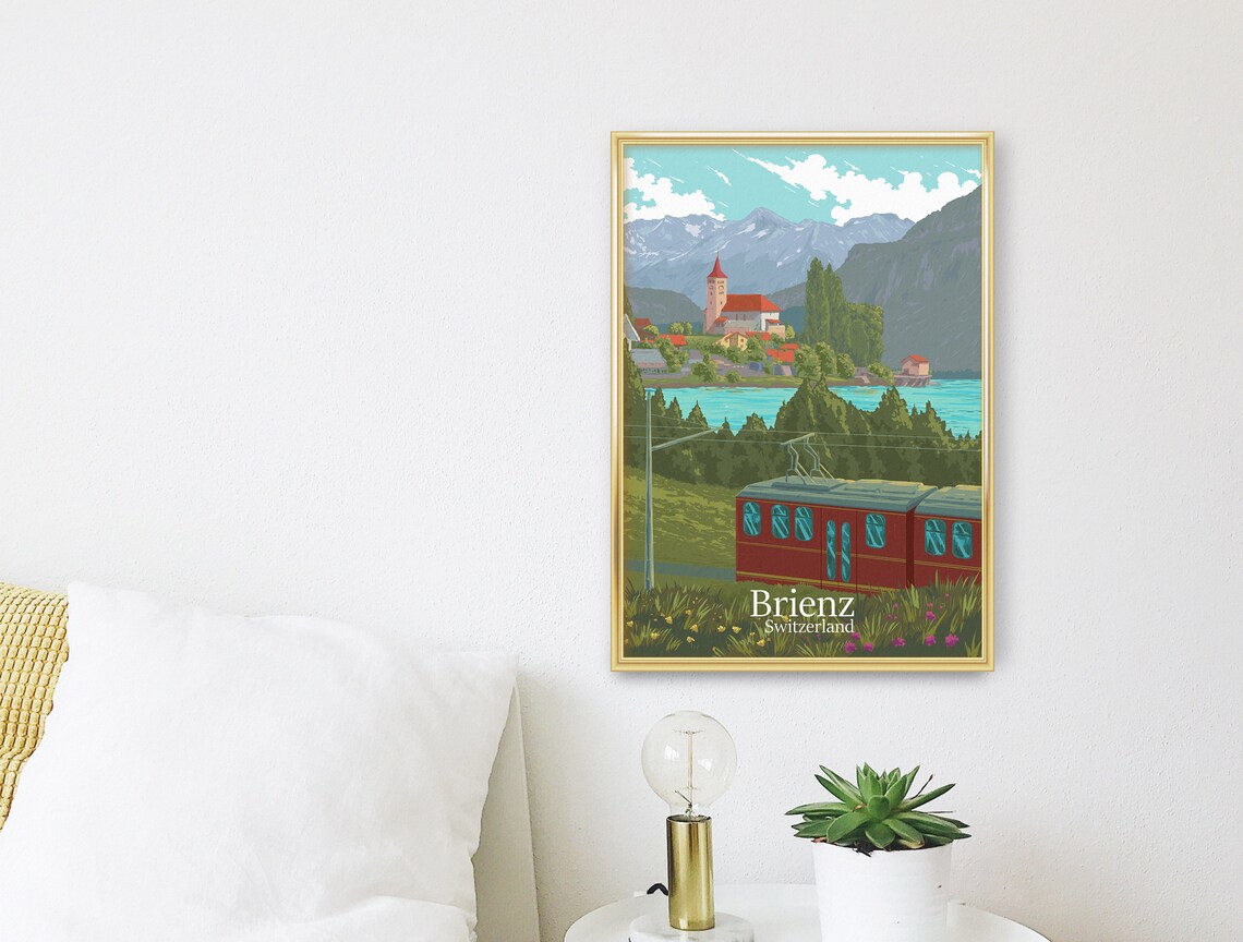 Brienz Switzerland Travel Poster, Swiss Alps Landscape - Image 3