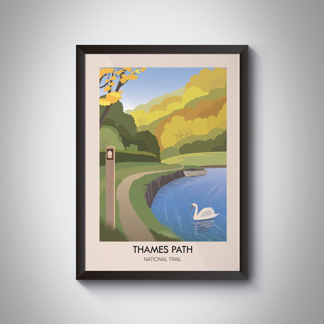 Thames Path National Trail Vintage Travel Poster