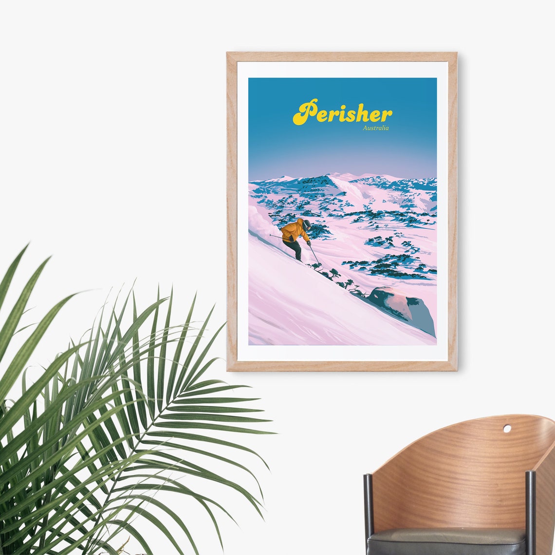 Perisher Australia Alpine Skiing Retro Ski Resort Travel Poster - Image 3