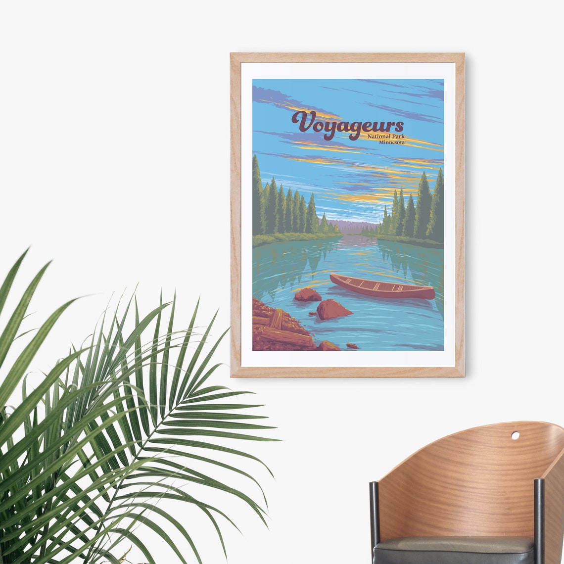 Voyageurs National Park Minnesota Sunset Canoe Lake Travel Poster - Image 3