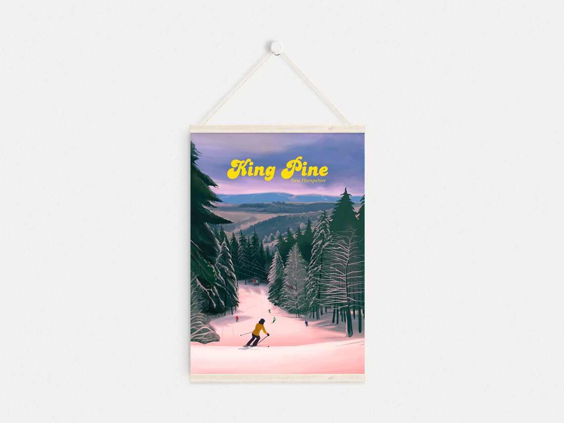 King Pine Ski Resort Vintage Travel Poster - Image 4