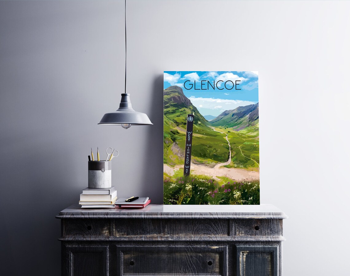 Glencoe Scotland Travel Poster, Highland Mountains - Image 4