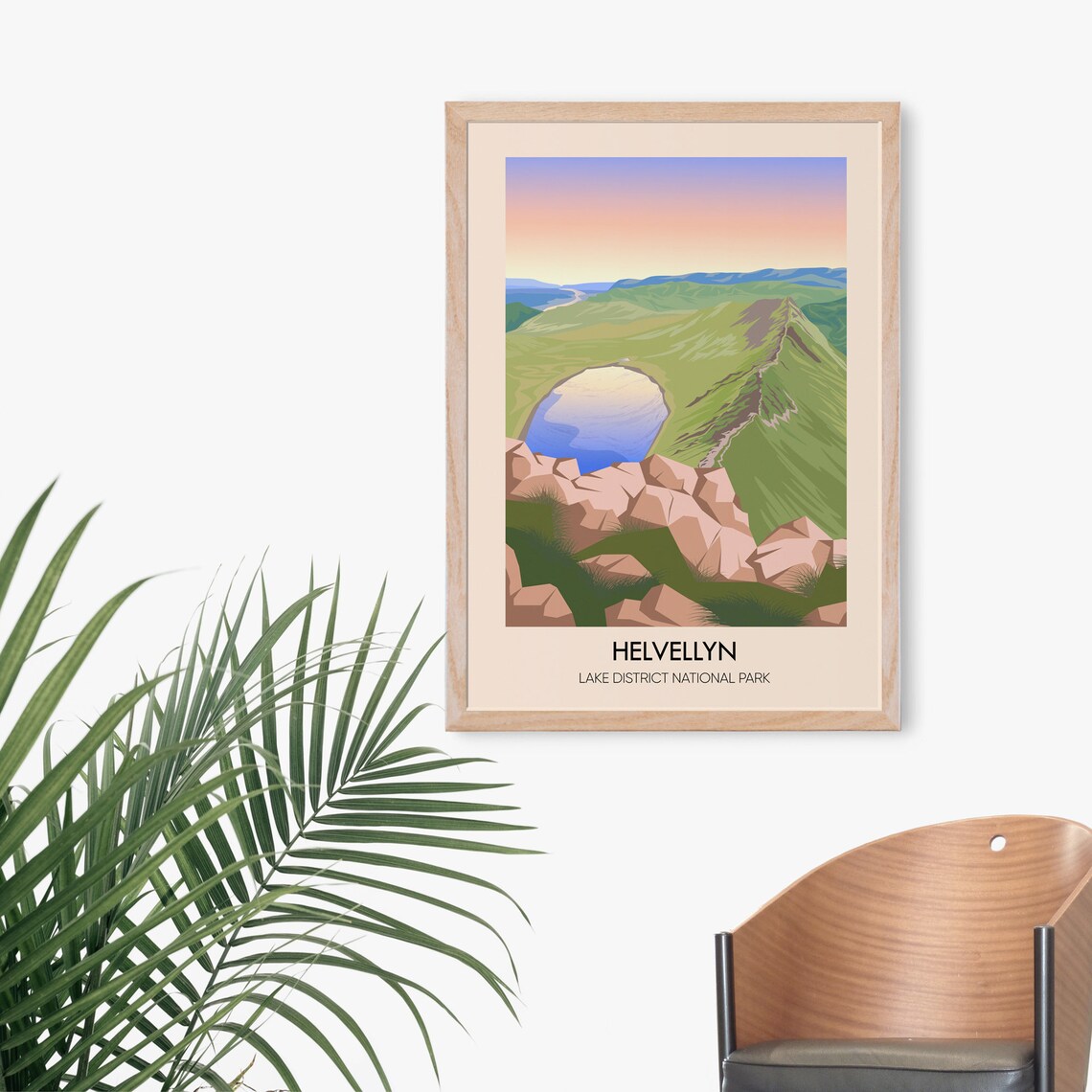 Helvellyn Lake District National Park Fell Ridge and Tarn Sunset Travel Poster - Image 2