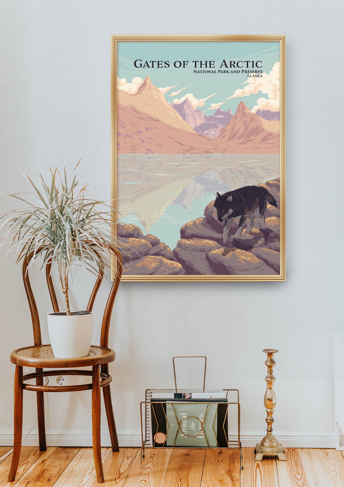 Gates of the Arctic National Park Alaska Wolf Lake Vintage Poster - Image 2