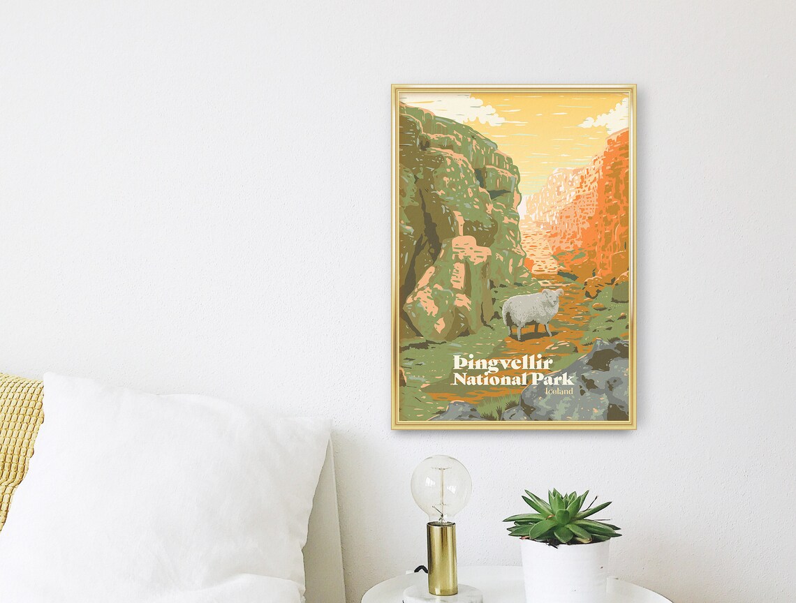 Thingvellir National Park Retro Travel Poster Print - Image 3