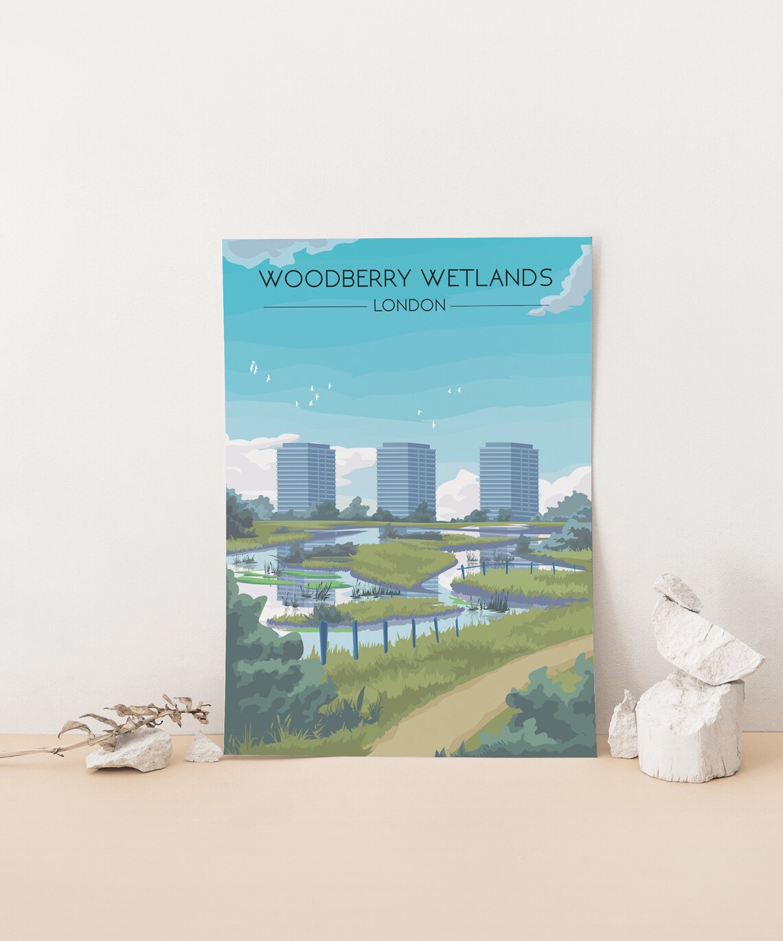 Woodberry Wetlands London Vintage Travel Poster Print - Image 4