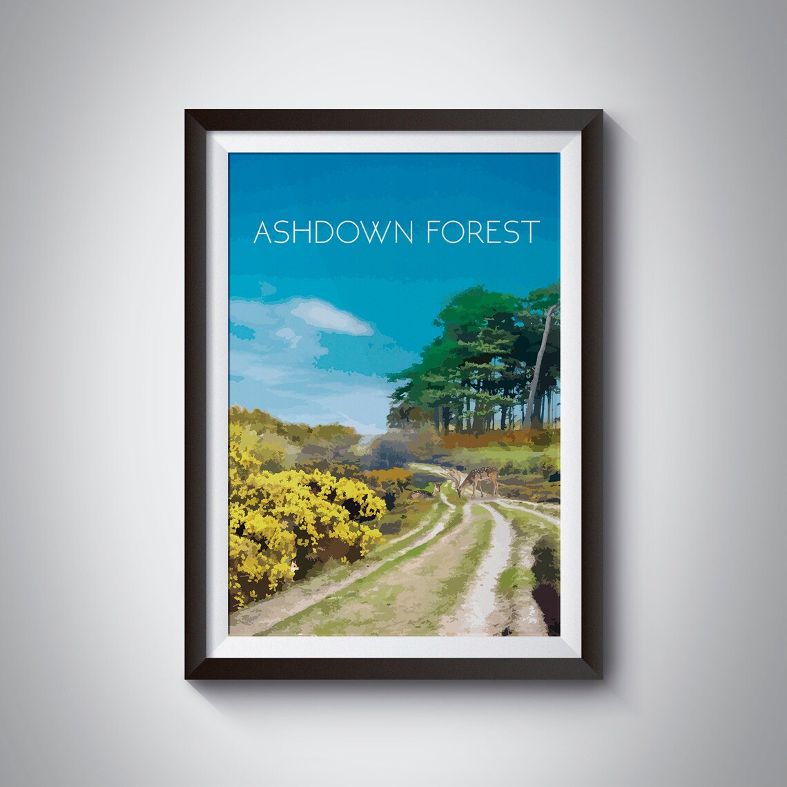 Ashdown Forest Vintage Travel Poster, English Countryside