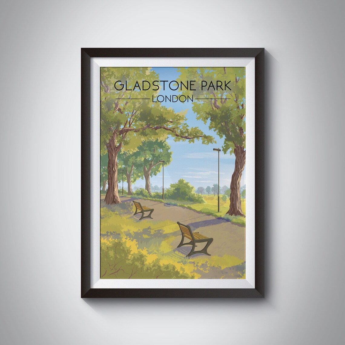 Gladstone Park London Vintage Travel Poster